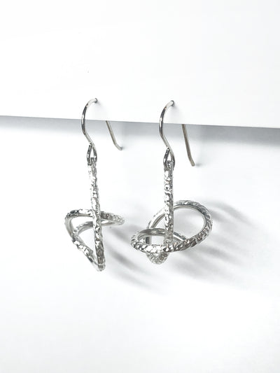 Glitter Rope Hook Earrings / Sterling Silver / Short
