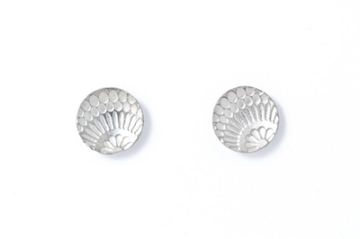Medium Etched Stud Earrings Grey