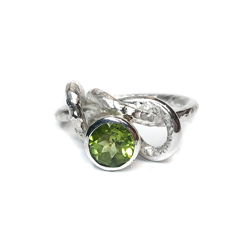 Glitter Rope Ring / Sterling Silver / Peridot