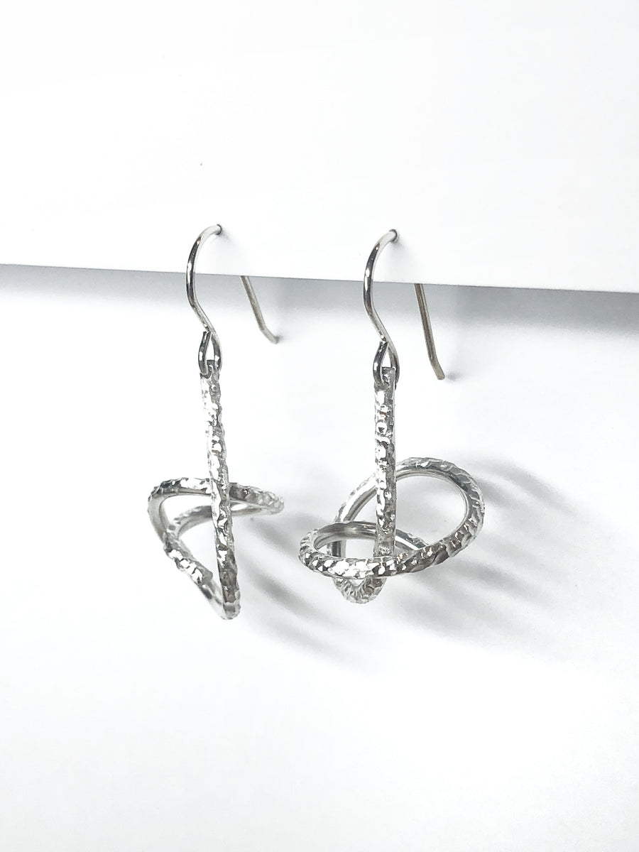 Glitter Rope Hook Earrings / Sterling Silver / Short